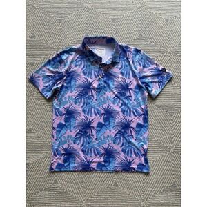 OnCore Golf Polo - Pink/Blue Floral‎ - Large - Polyester/Spandex